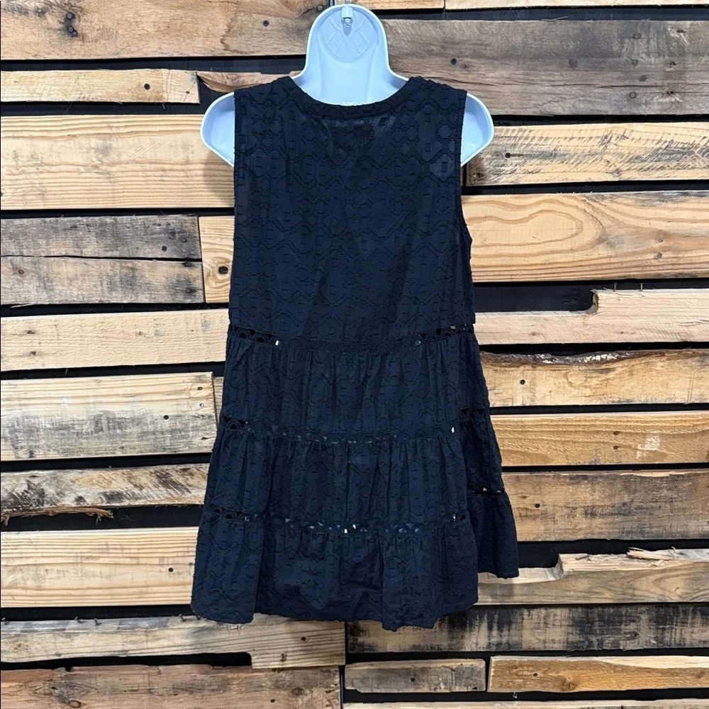 Anthropologie Jacquard Fabric‎ Cutout Lace Sleeveless Black Tunic Dress Medium